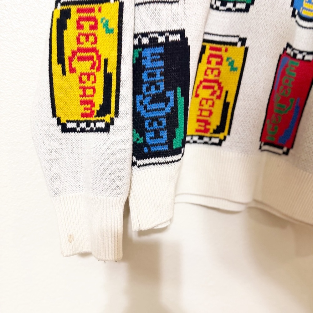 ICECREAM Lemon Lime Jacquard Can Print Graphic Logo Cotton Crewneck Sweater - Picture 13 of 13